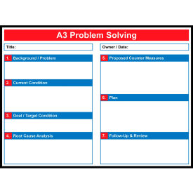 Visual Workplace Magnetic Dry Erase Board A3 Problem Solving 1/8