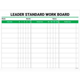 Visual Workplace Magnetic Dry Erase Board Leader Standard Work Board 1/8