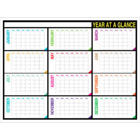 Visual Workplace Magnetic Dry Erase Board Year At A Glance 1/8