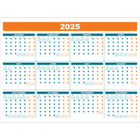 Visual Workplace Magnetic Dry Erase Board 2025 Calendar 1/8