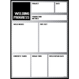Visual Workplace Magnetic Dry Erase Board Welding Progress 1/8