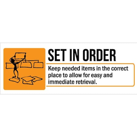 Lean Banner, 13 oz., 3 ft.x8 ft., Set In Order MPN:60-45-3696-5S732