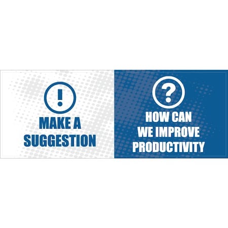 Lean Banner, 13 oz., 3 ft.x8 ft., Suggestion MPN:60-45-3696-L714