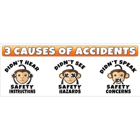 Safety Banner, 13 oz., 3 ft.x8 ft., 3 Causes MPN:60-45-3696-SA753