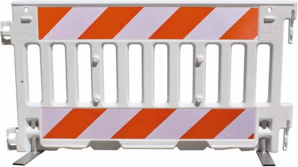 Pedestrian Barrier Reflective Sheeting: Vinyl, Orange & White, Use with 57,000 MPN:57052-EGR