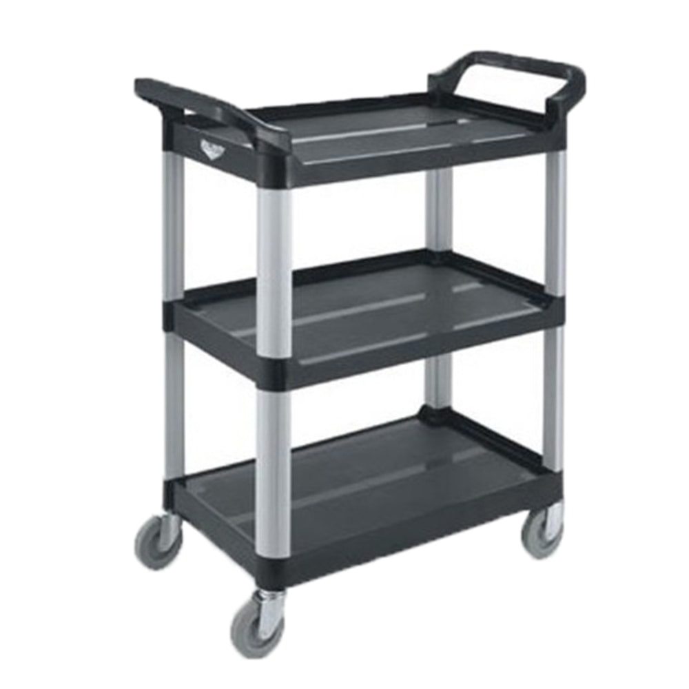 Vollrath 3-Tier Plastic Utility Cart, 37inH x 16-13/16inW x 33inD, Black MPN:97006