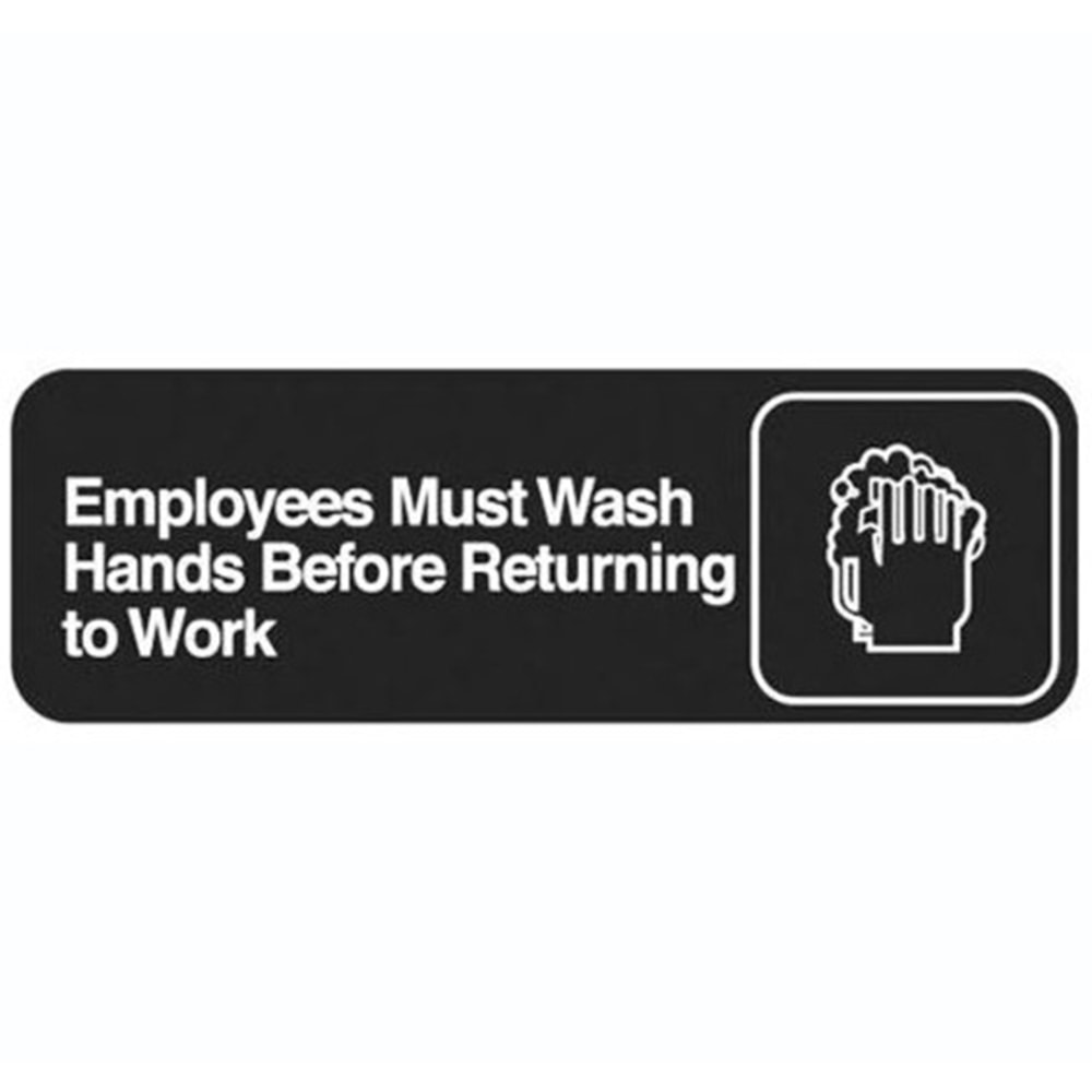 Vollrath Employee Hand Wash Sign, 3in x 9in, Black/White MPN:4530