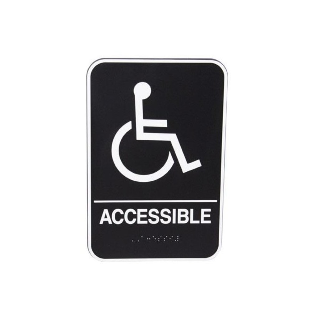 Vollrath Accessible Sign, 9in x 6in, Black/White MPN:5632