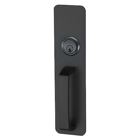 Grade 1 Exit Device Trim, Night Latch Pull, Escutcheon Pull, Flat Black Coated Finish, Non-Handed MPN:230NL 622