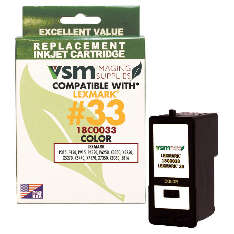 VSM Remanufactured Tri-Color Ink Cartridge Replacement For Lexmark 33, 18C0033, VSM18C0033 (Min Order Qty 3) MPN:VSM18C0033