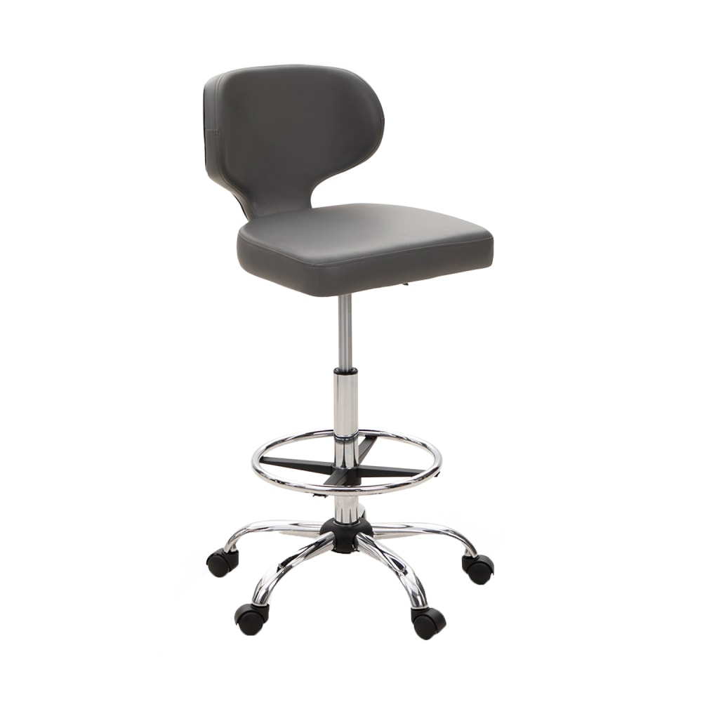 ALPHA HOME Adjustable Ergonomic Faux Leather Office Drafting Chair With Back, Gray MPN:IF-166-GY