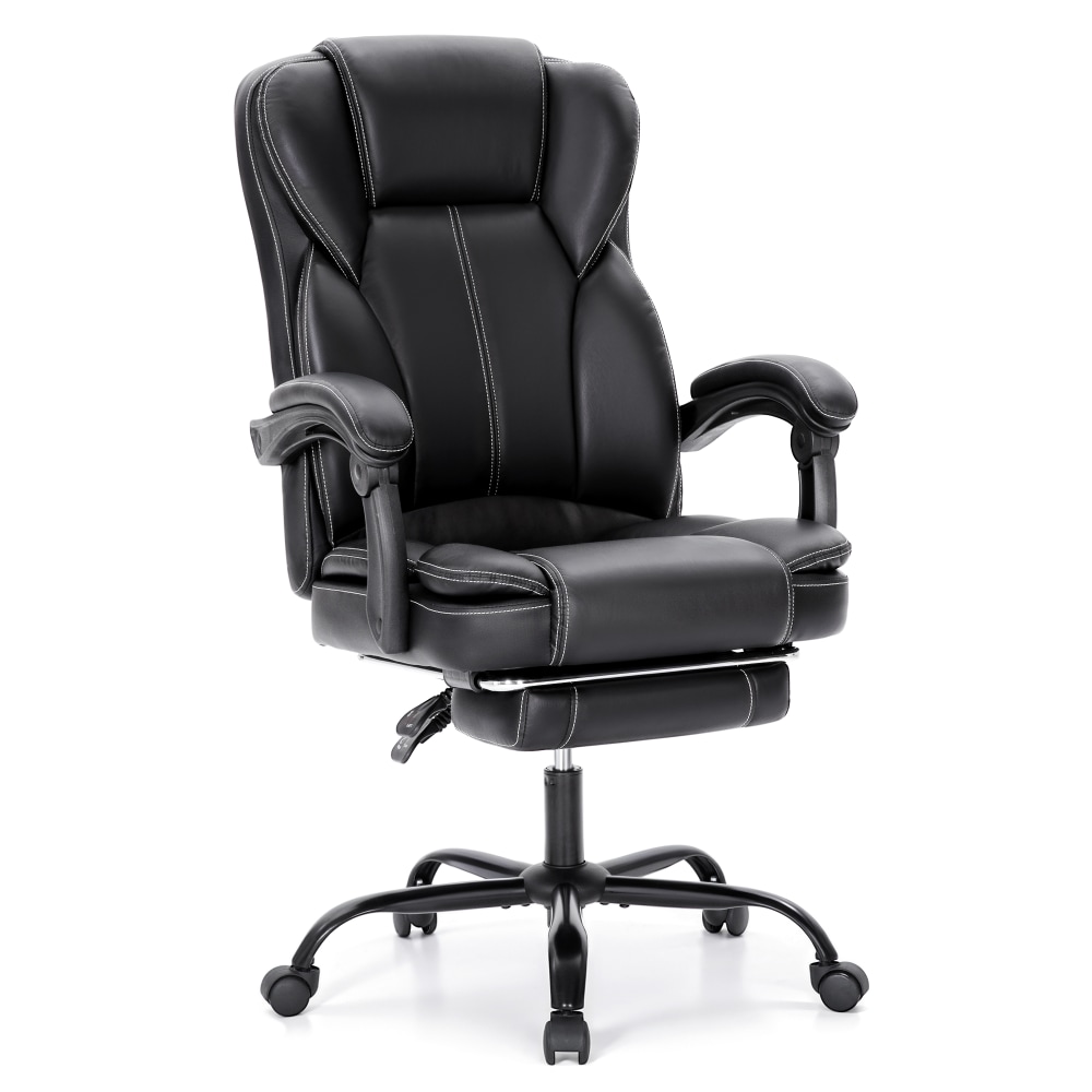 ALPHA HOME Ergonomic Faux Leather High-Back Big And Tall Executive Office Chair, Black MPN:IF084
