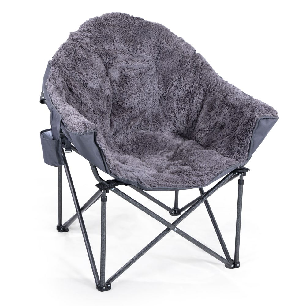 ALPHA CAMP Deluxe Plush Oversized Moon Saucer Dorm Chair, Gray/Black MPN:E01CC0401-004-08