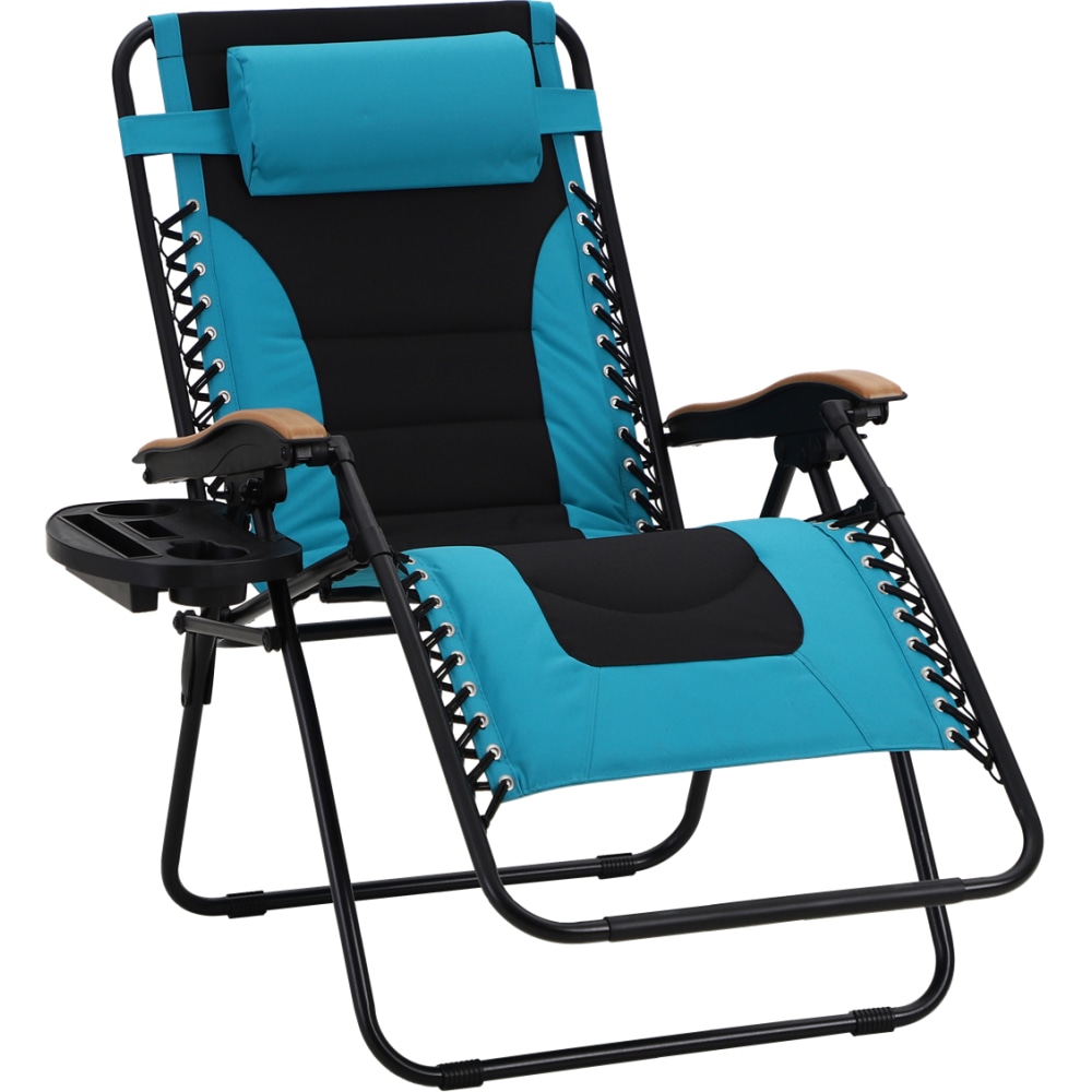 PHI VILLA Oversized Padded Zero Gravity Lounge Chair With Cup Holder, Aqua/Black MPN:E02GF0101-010-04