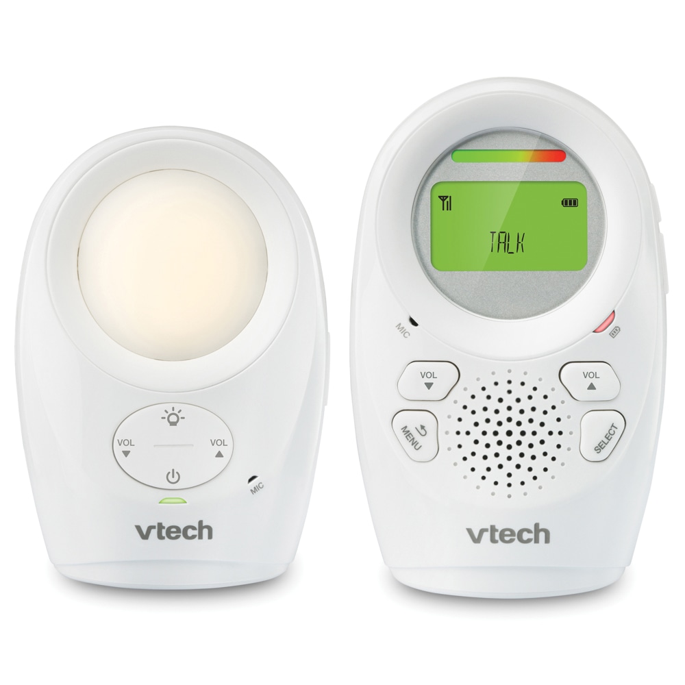 VTech Digital Audio Baby Monitor With Enhanced Range, 1.93inH x 8.1inW x 4.32inD, White MPN:DM1211
