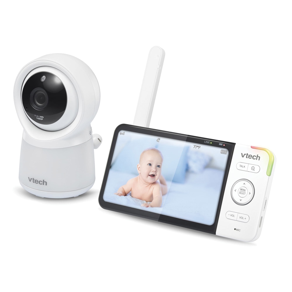 VTech RM5754HD Smart Wi-Fi 1080p Video Baby Monitor System With 5in Display, Night-Light And Remote Access, 3.63inH x 6.56inW x 1.15inD, White MPN:RM5754HD