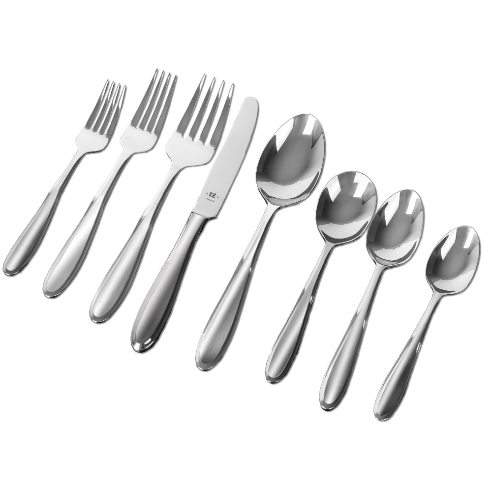 Table 12 26-Piece Stainless Steel Flatware Set With Beveled Round Edges, Silver MPN:TF26S30M