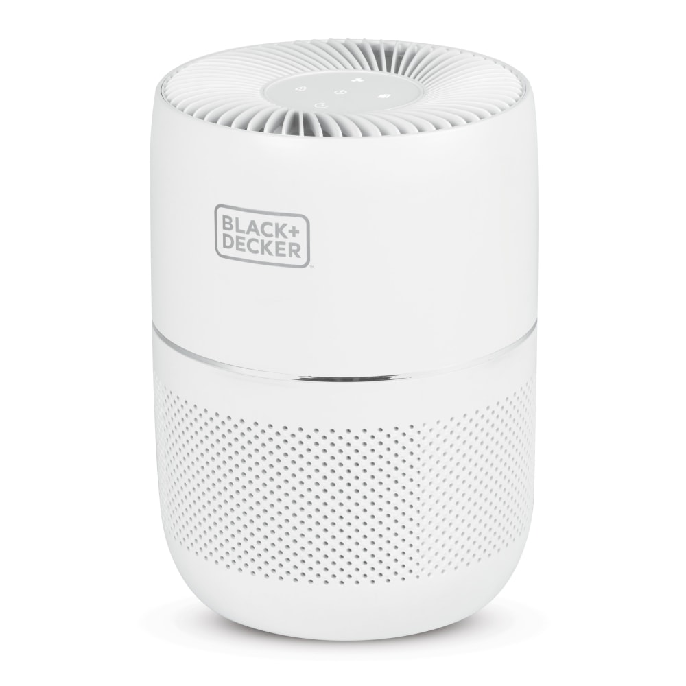 BLACK+DECKER HEPA Tabletop Air Purifier, 93 Sq Ft, 12-1/4inH x 8-15/16inW x 8-15/16inD, White MPN:BAPT01