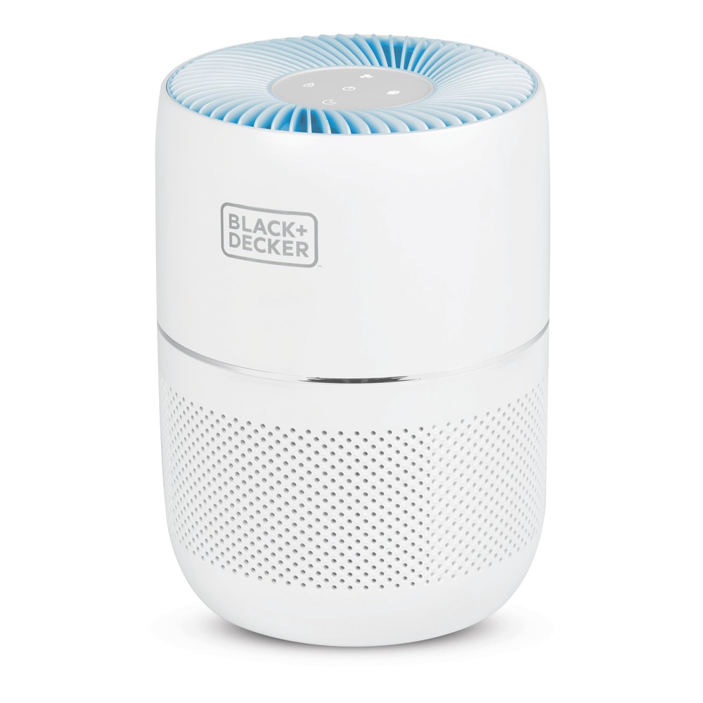 BLACK+DECKER HEPA Tabletop Air Purifier, With Light Indicator, 93 Sq Ft, 12-1/4inH x 8-15/16inW x 8-15/16inD, White MPN:BAPT02