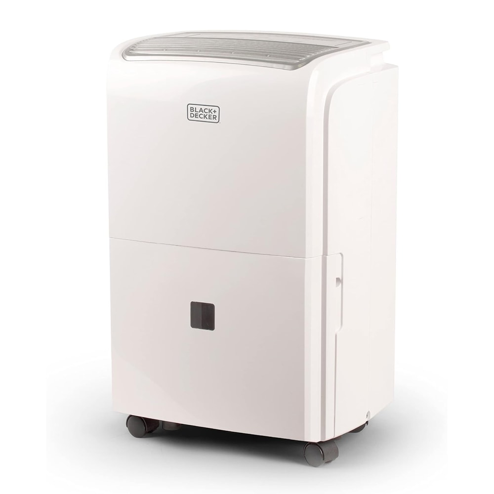 Black+Decker 50-Pint Portable Dehumidifier With Built-In Pump And Drain Hose, 24-13/16inH x 15-3/4inW x 11-5/8inD, White MPN:BDT50PWTBWF