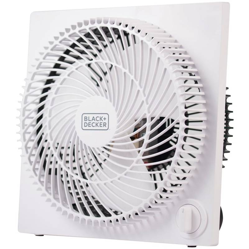 Black+Decker 9 In. Frameless Tabletop Box Fan - 228.6 mm Diameter - 3 Speed - Self-standing - 10.9in Height x 10.9in Width x 4.3in Depth - White MPN:BFB09W