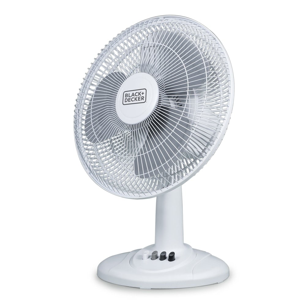 BLACK+DECKER 3-Speed Oscillating Portable Table Fan, 18-5/16inH x 13-5/16inW x 9-13/16inD, White MPN:BFDT12SW
