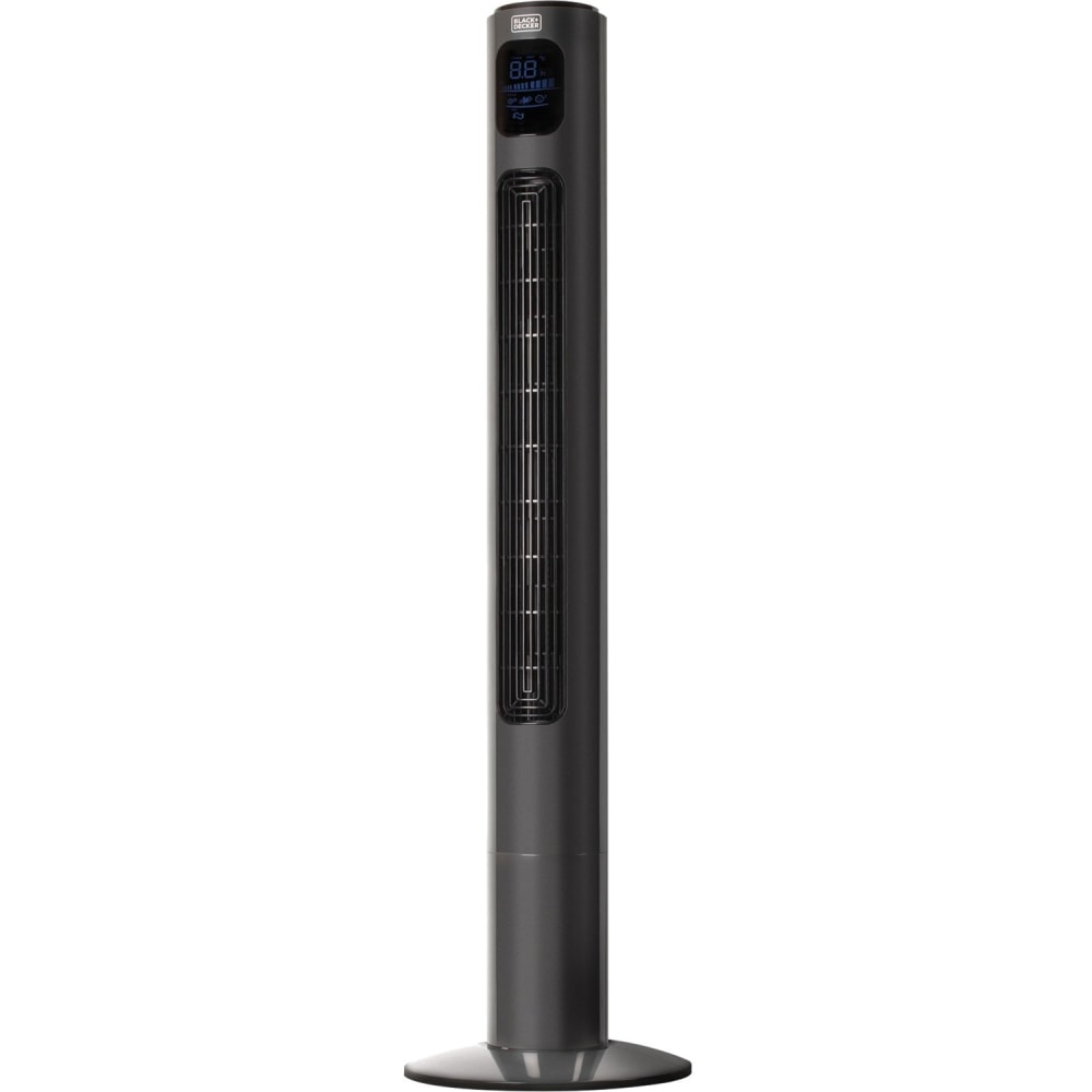 Black+Decker BFTR146 46-Inch Oscillating Tower Fan with Remote - 3 Speed - Variable Oscillation, Air Circulation, LED Display, Timer - Charcoal Gray MPN:BFTR146