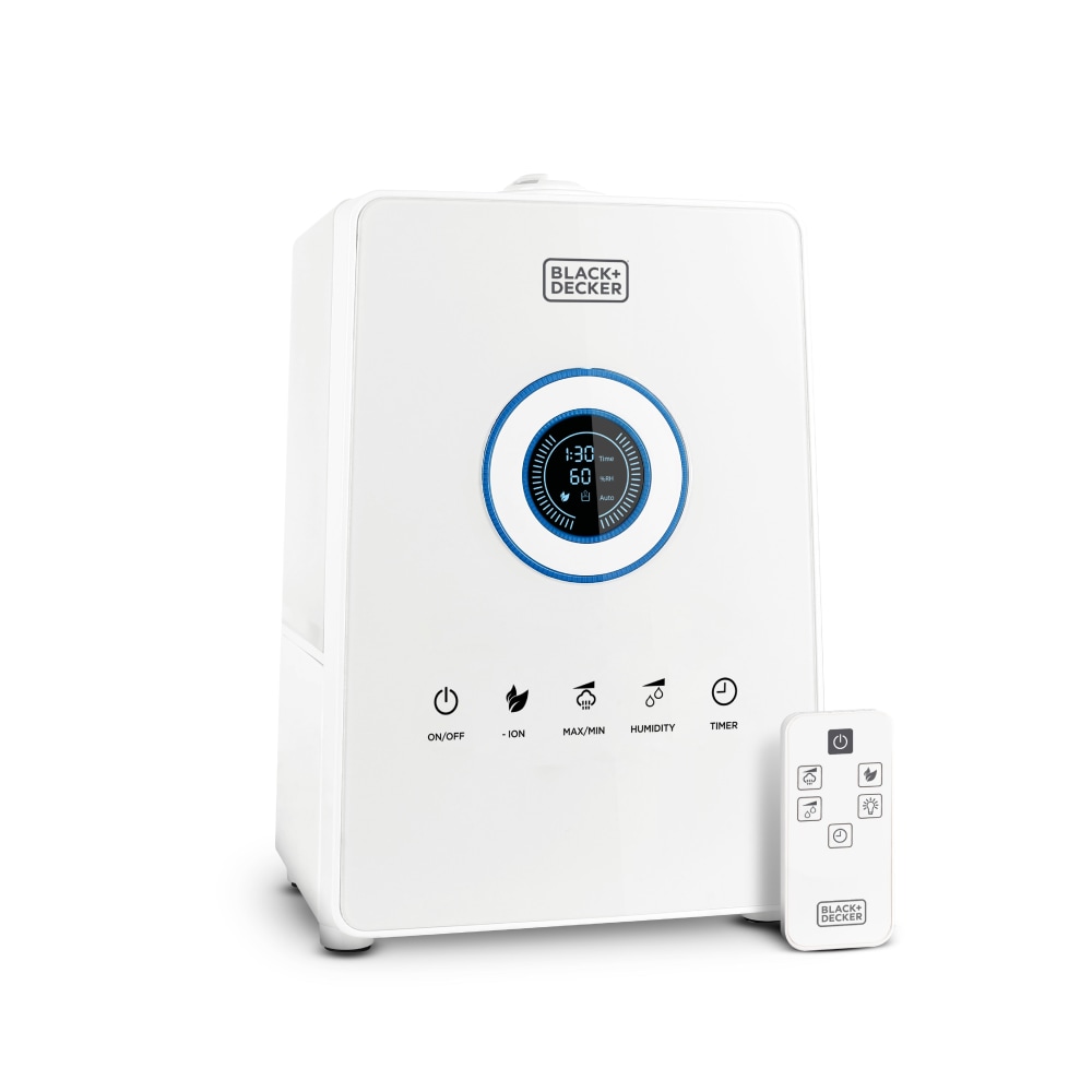 Black+Decker Ultrasonic Humidifier, Remote, 1.45 Gallons, 14inH x 9-7/8inW x 7-5/16inD MPN:BUHDR055