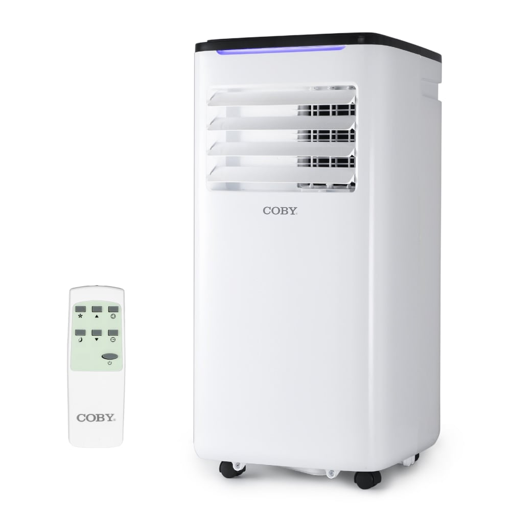 COBY Portable Air Conditioner 3-in-1 AC Unit, Dehumidifier & Fan, 10, 000 BTU, 27-1/2inH x 13-15/16inW x 13-5/16inD, White MPN:CBPAC710