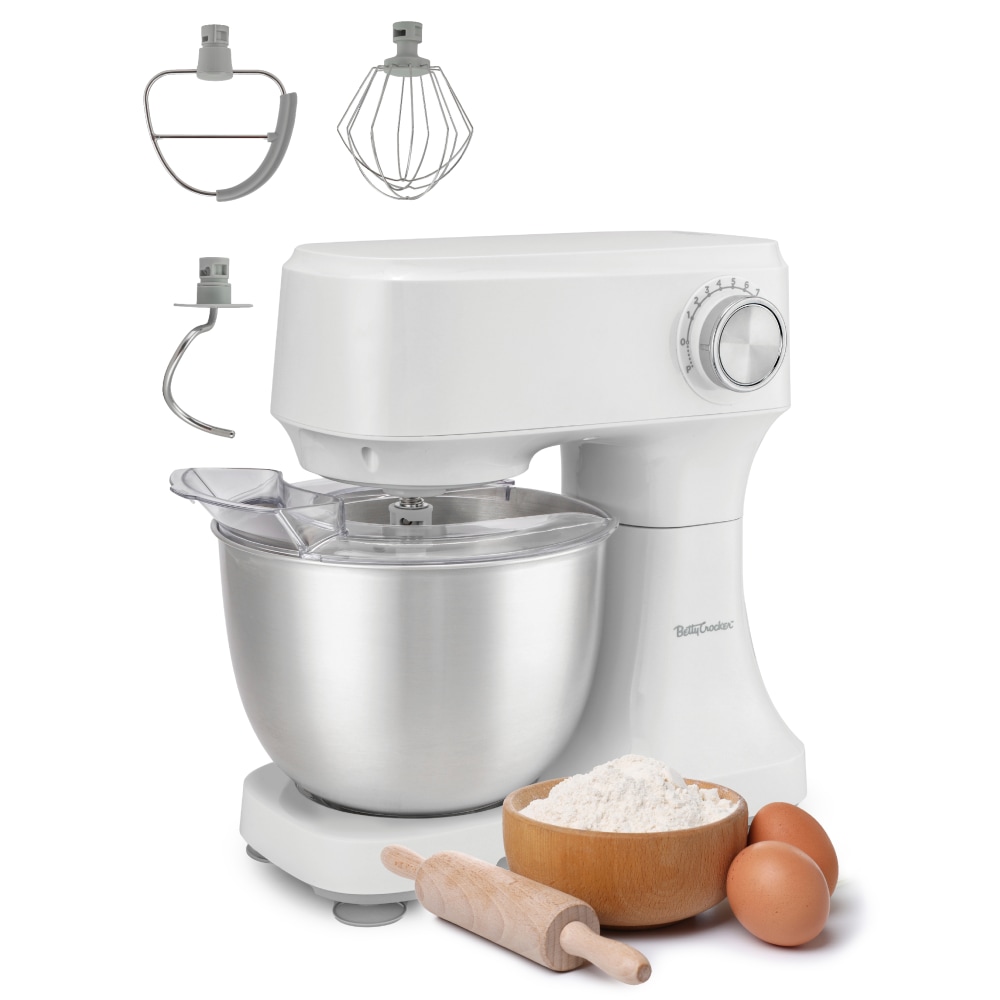 Betty Crocker 3.7-Quart Electric Stand Mixer With 10 Speeds, 12-5/8inH x 14inW x 8inD, White MPN:BC-4325W