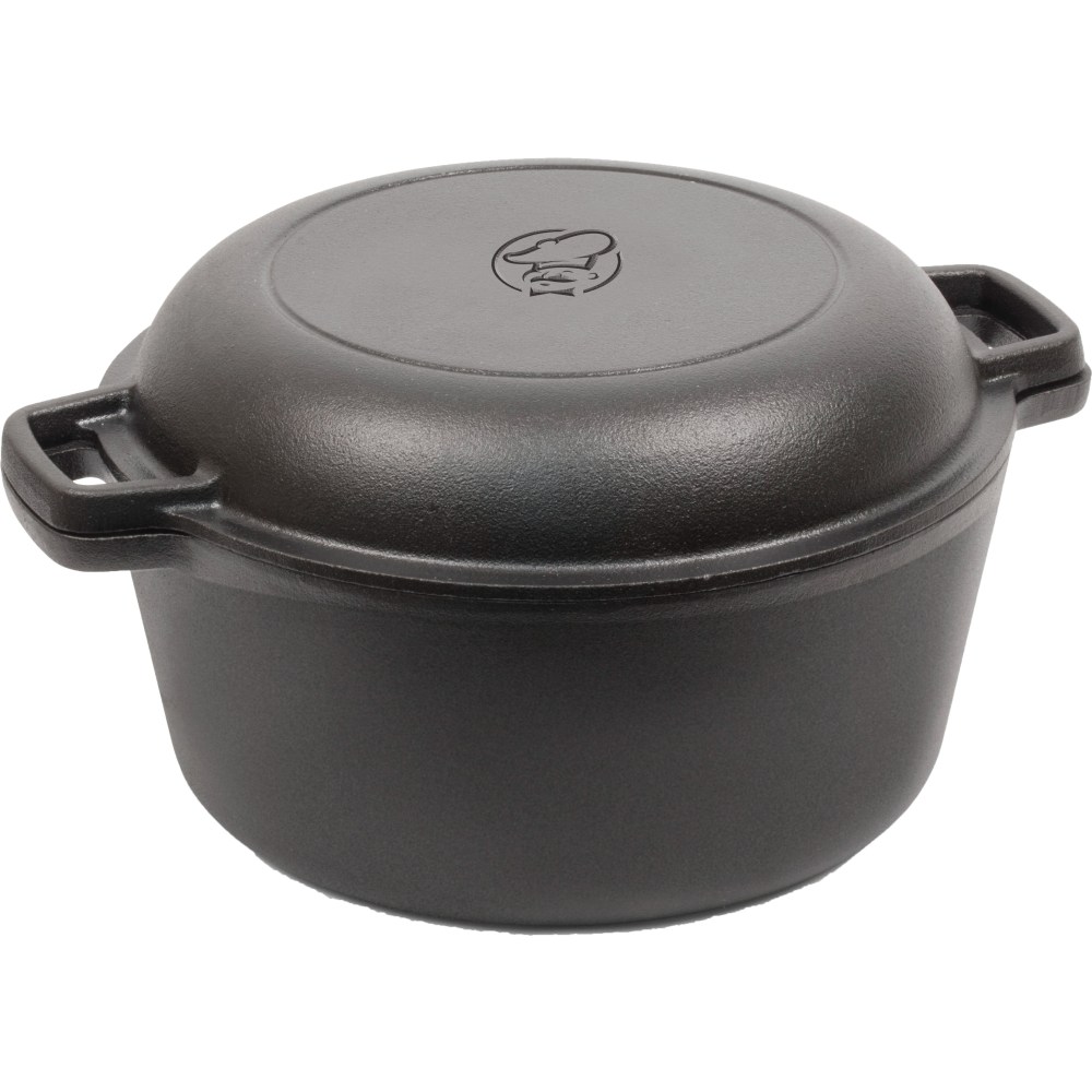 Commercial Chef 5-Quart Cast Iron Skillet/Pot Combo, Black MPN:CHFL508