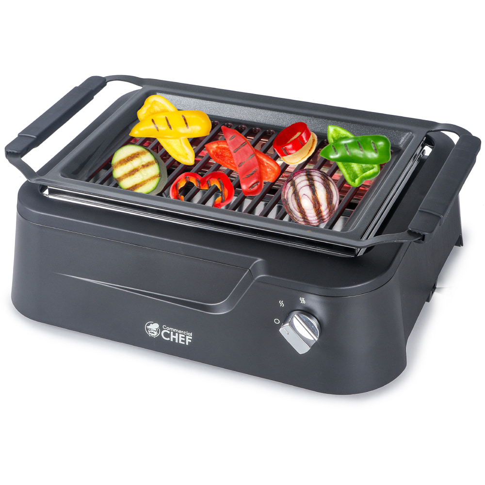 Commercial Chef Indoor Smokeless Infrared Grill, 7inH x 19-1/2inW x 14-13/16inD, Black MPN:CHG16MB
