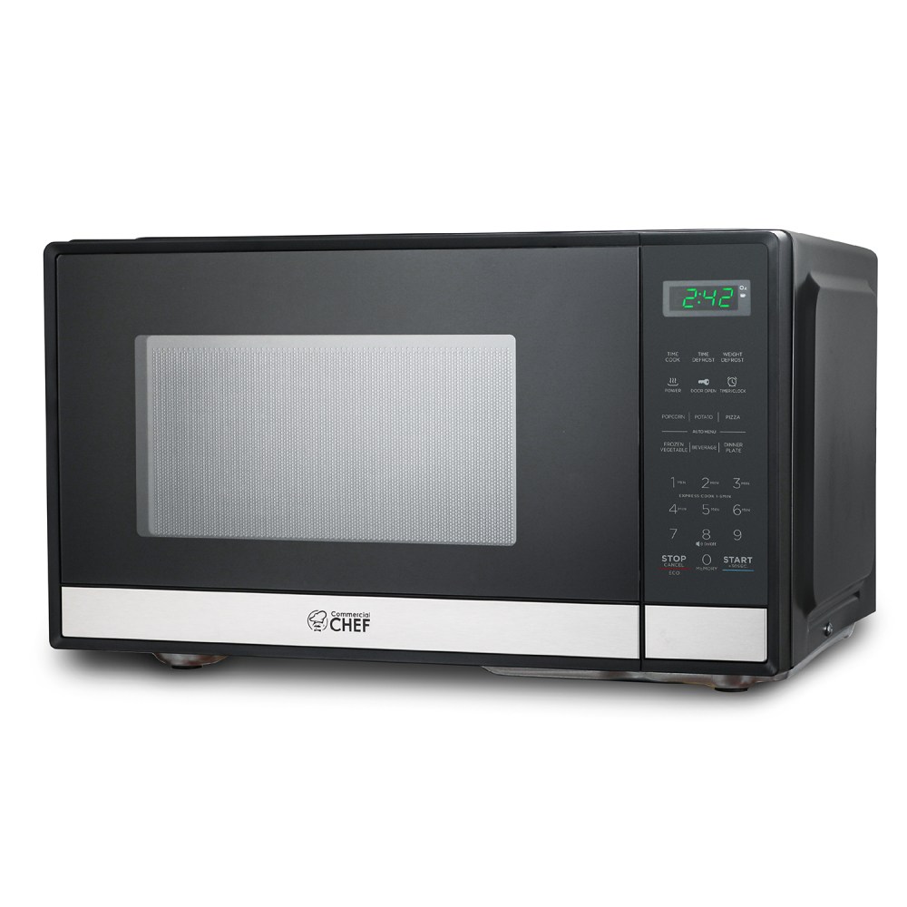 Commercial Chef 0.9 Cu. Ft. Countertop Microwave, Silver/Black MPN:CHM9MS