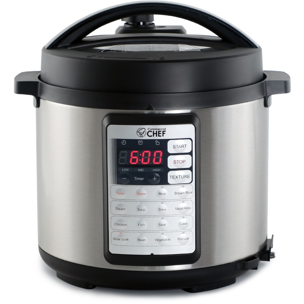 Commercial Chef 13-in-1 Electric Pressure Cooker, 6.3-Quart, Silver MPN:CHP63MS