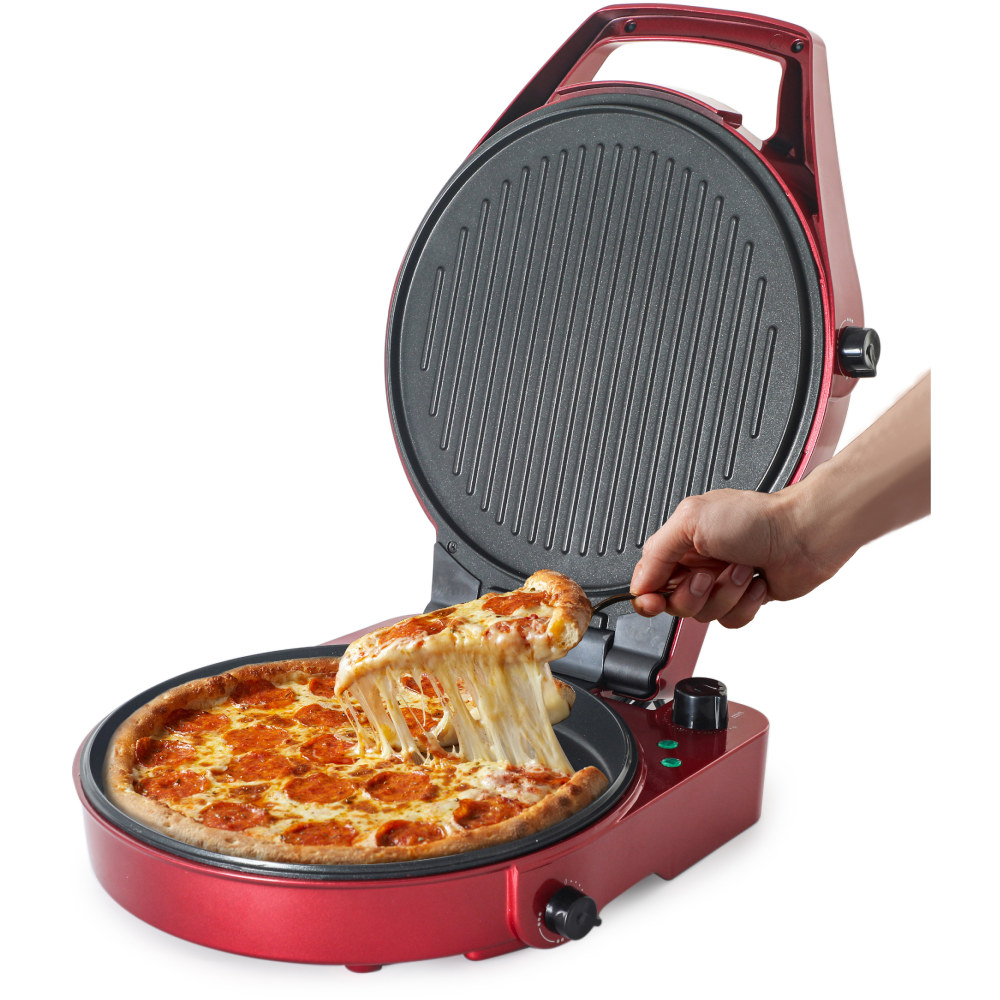 Commercial Chef Multifunction Pizza Maker And Indoor Grill, Red MPN:CHPG12R