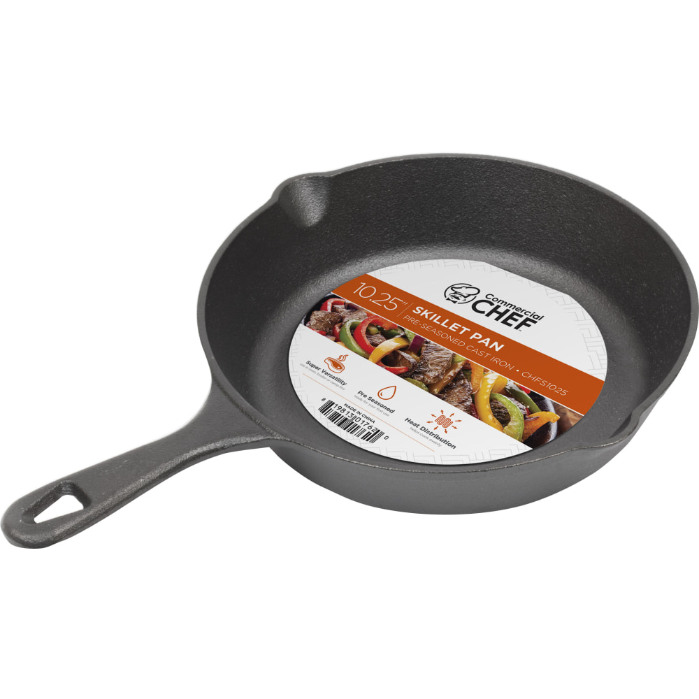Commercial Chef Cast Iron Saute Skillet, 10-1/4in, Black MPN:CHFS1025