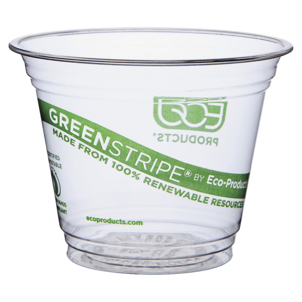 Eco-Products GreenStripe PLA Compostable Cold Cups, Clear/Green, 9 Oz, Pack Of 1, 000 MPN:EPCC9SGS