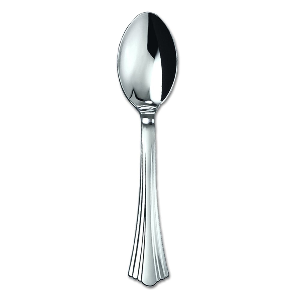 WNA Reflections Heavyweight Plastic Spoons, 6 1/4in, Silver, Case Of 600 MPN:620155