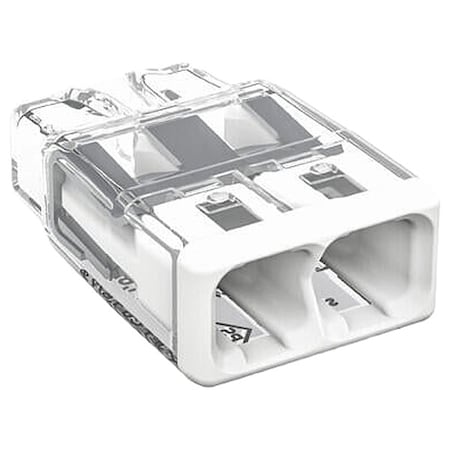 Push-In Wire Connector, 12 AWG Max, 2 Port, Transparent, Polycarbonate Insulation, 600 V, 32 A MPN:2773-402/VE00-0500