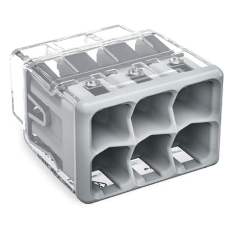 Push-In Wire Connector, 12 AWG Max, 6 Port, Transparent, Polycarbonate Insulation, 600 V, 32 A MPN:2773-406/K000-0002