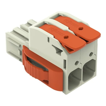 Lever Wire Connector, 4 AWG Max, 2 Port, Gray, Polybutylene Terephthalate Insulation, 600 V, 66 A MPN:832-1102/037-000