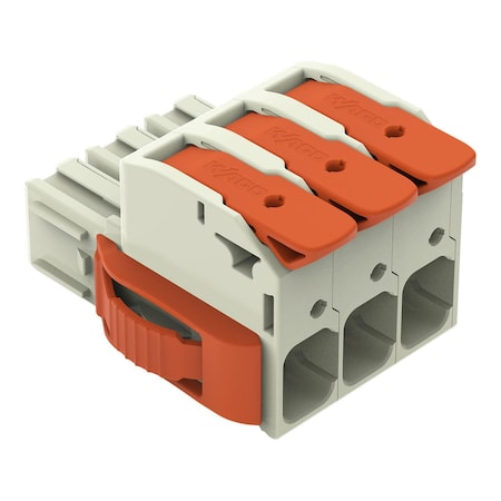 Lever Wire Connector, 4 AWG Max, 3 Port, Gray, Polybutylene Terephthalate Insulation, 600 V, 66 A MPN:832-1103/037-000