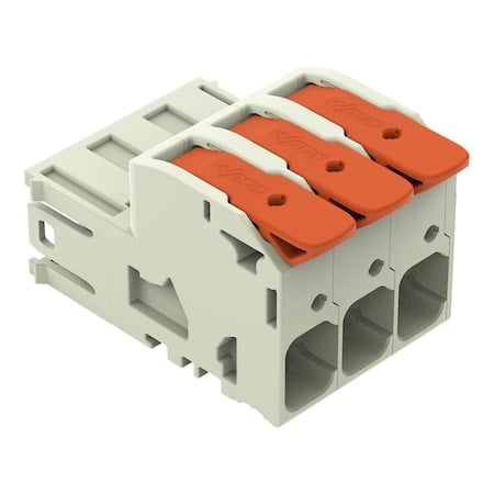Lever Wire Connector, 4 AWG Max, 3 Port, Gray, Polybutylene Terephthalate Insulation, 600 V, 66 A MPN:832-1203