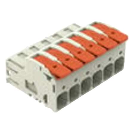 Lever Wire Connector, 4 AWG Max, 6 Port, Gray, Polybutylene Terephthalate Insulation, 600 V, 66 A MPN:832-1206