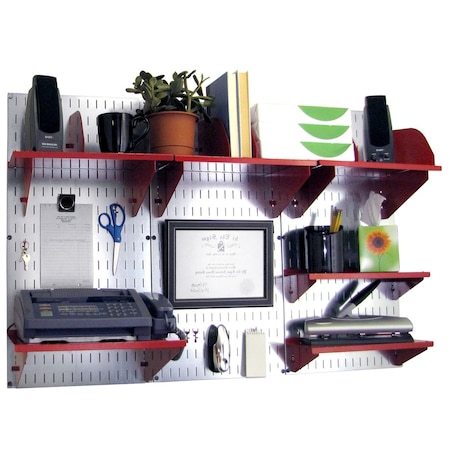 Office Wall Organizer System Unit, Galv/Red MPN:15-IOFC-300-GVR