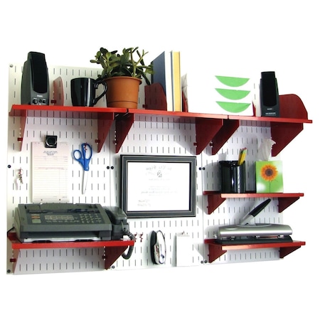 Office Wall Organizer System Unit, White/Red MPN:15-IOFC-300-WR