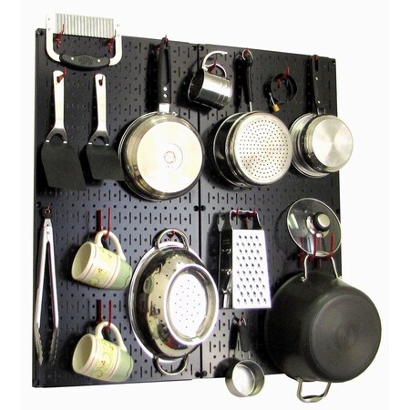 Commercial Kitchen Pegboard Rack, Black/Red MPN:35-IKTH-200-BR