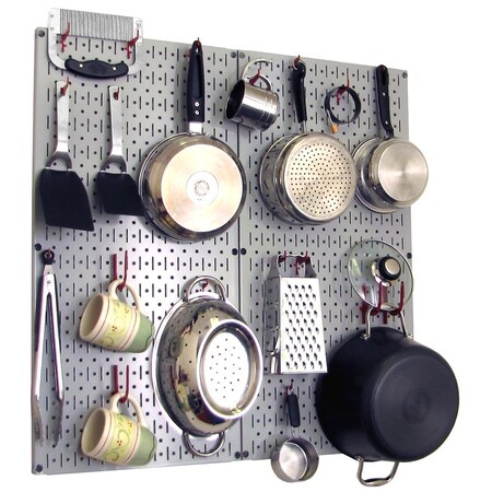 Commercial Kitchen Pegboard Rack, Grey/Red MPN:35-IKTH-200-GR