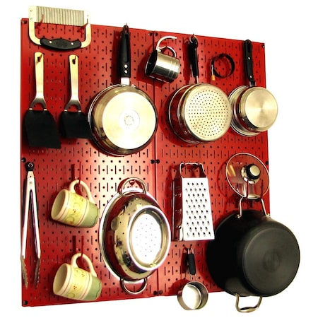 Commercial Kitchen Pegboard Rack, Red/Red MPN:35-IKTH-200-RR
