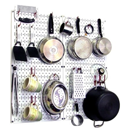 Commercial Kitchen Pegboard Rack, White/Red MPN:35-IKTH-200-WR